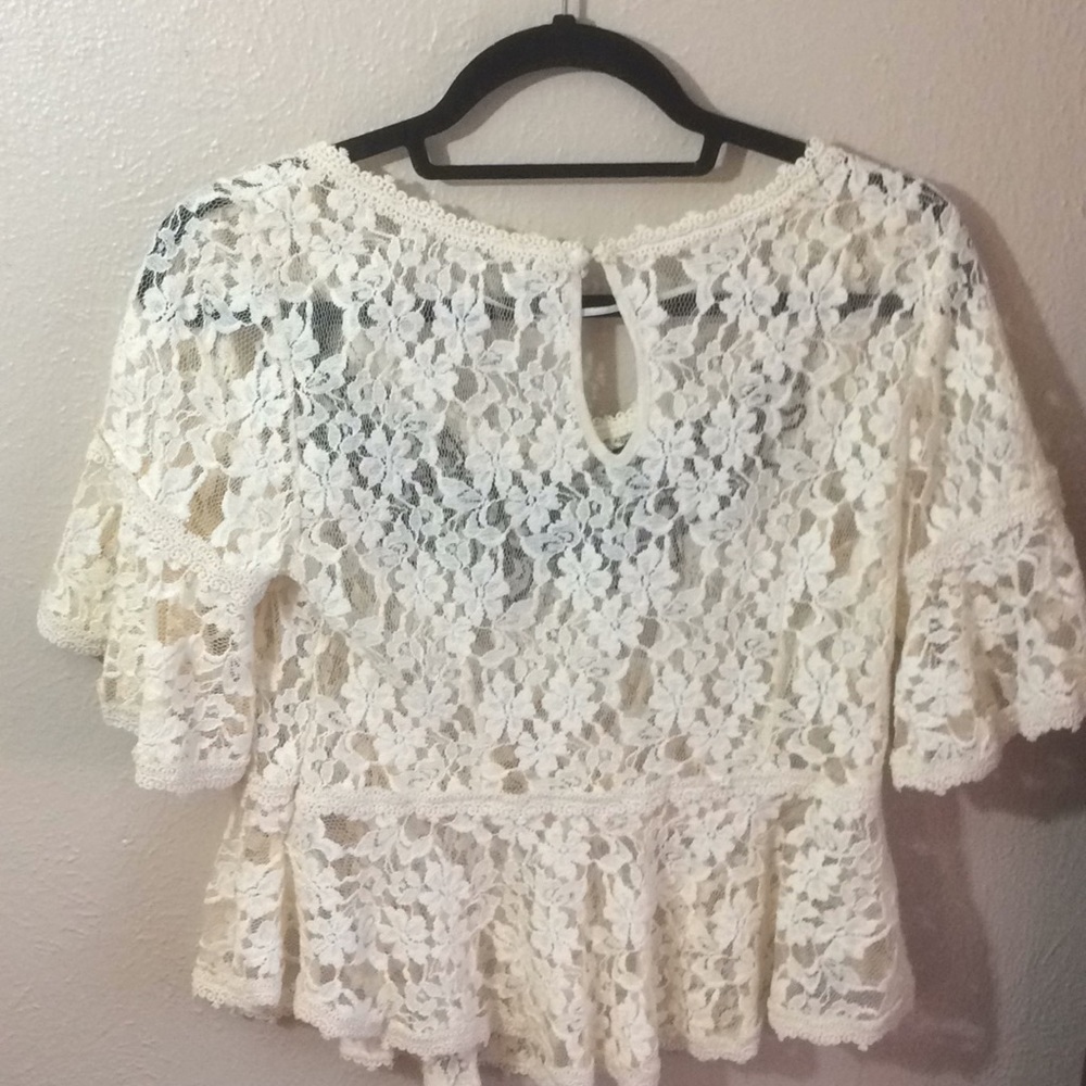 Free People Cream Lace Peplum Top - Picture 6 of 8